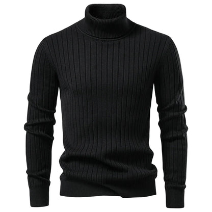 Ribbed Knit Turtleneck Sweater for Men