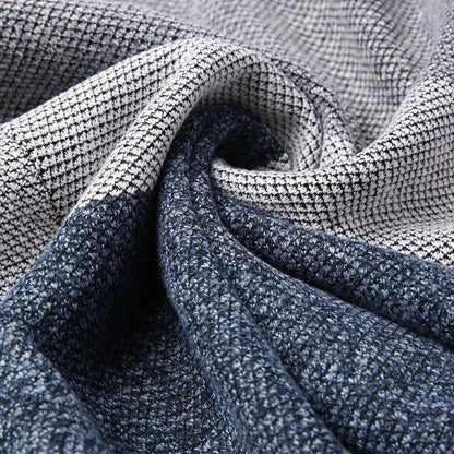 Wool Color Block Zip-Up Cardigan for Men