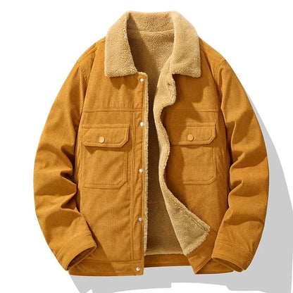 Corduroy Sherpa Lined Jacket for Men - Khaki