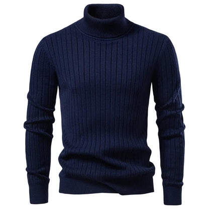 Ribbed Knit Turtleneck Sweater for Men