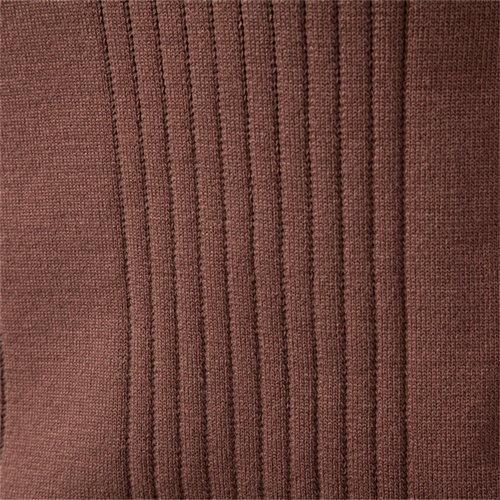 Ribbed Knit Long Sleeve Polo Shirt for Men