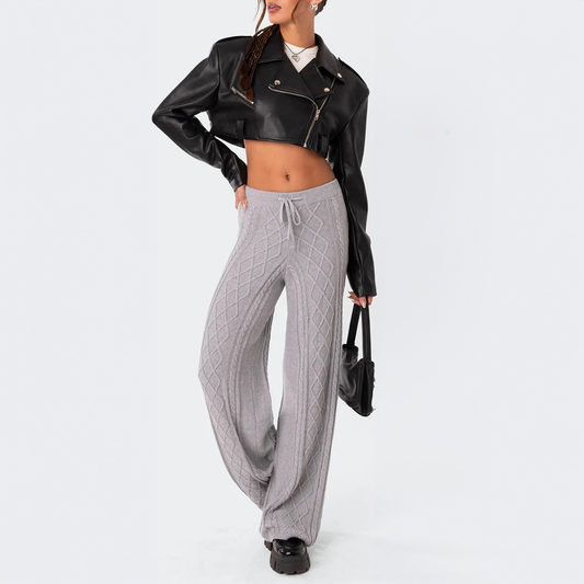 Women's Knit Wide-Leg Lounge Sweatpants - Gray