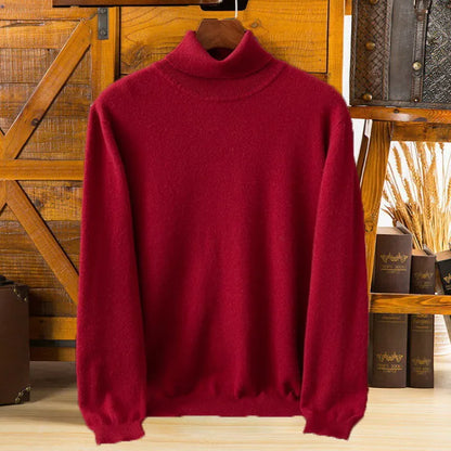 Knit Turtleneck Sweater for Men - Red