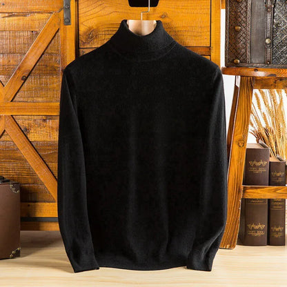 Knit Turtleneck Sweater for Men - Black