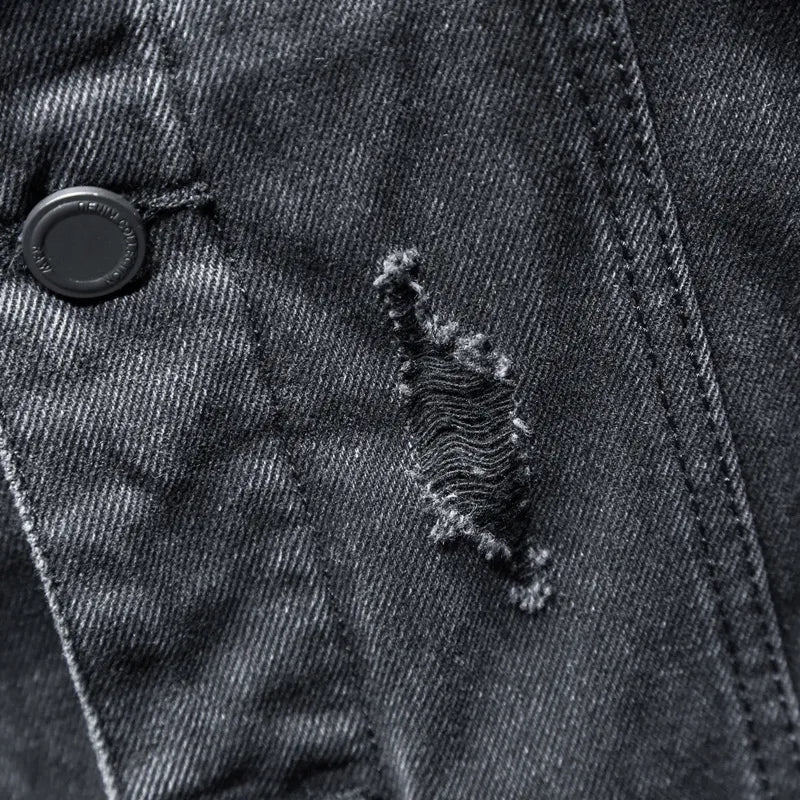 Dual-Layer Hooded Denim Jacket with Quilted Liner for Men