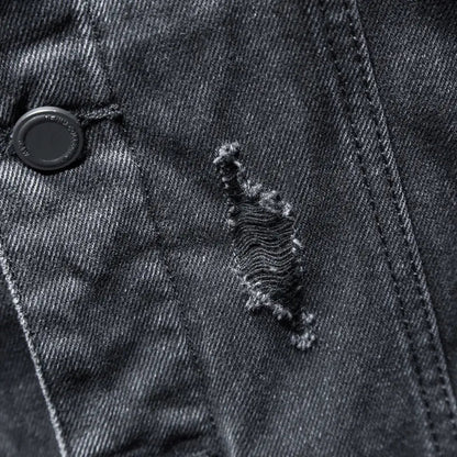 Dual-Layer Hooded Denim Jacket with Quilted Liner for Men