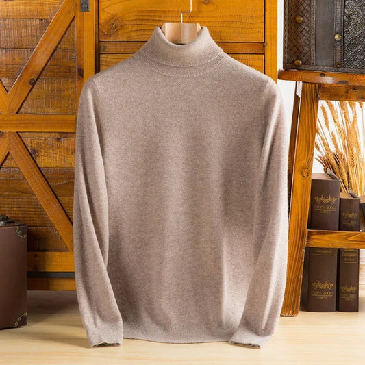 Knit Turtleneck Sweater for Men - Beige