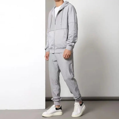 Two-Piece Performance Tracksuit with Zip-Up Hoodie and Sweatpants for Men