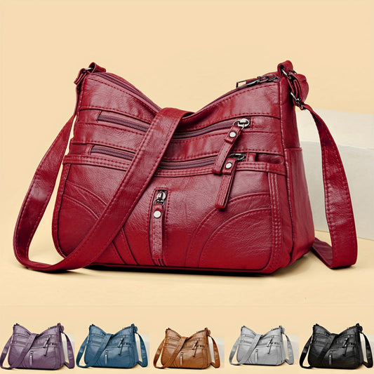 Crossbody Shoulder Bag with Multi-Pocket Design for Women