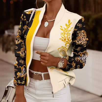 High-Neck Sculpted Draped Bomber Jacket for Women