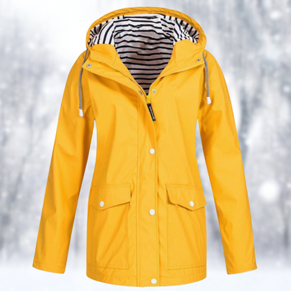 Waterproof Hooded Raincoat Jacket for Women - Yellow