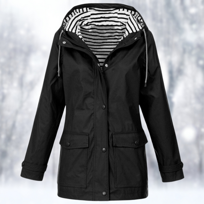 Waterproof Hooded Raincoat Jacket for Women - Black