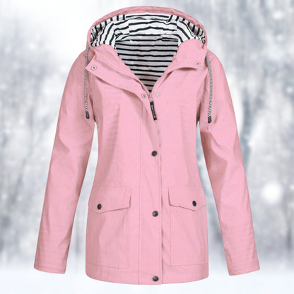 Waterproof Hooded Raincoat Jacket for Women - Pink