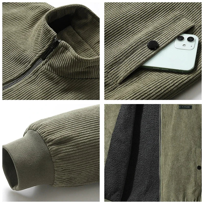 Corduroy Sherpa-Lined Bomber Jacket for Men