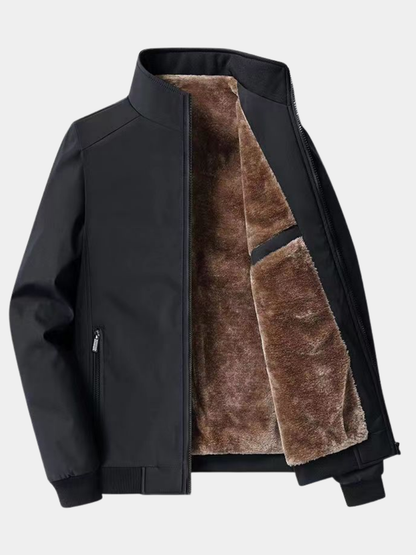 Fleece-Lined Zip-Up Bomber Jacket for Men