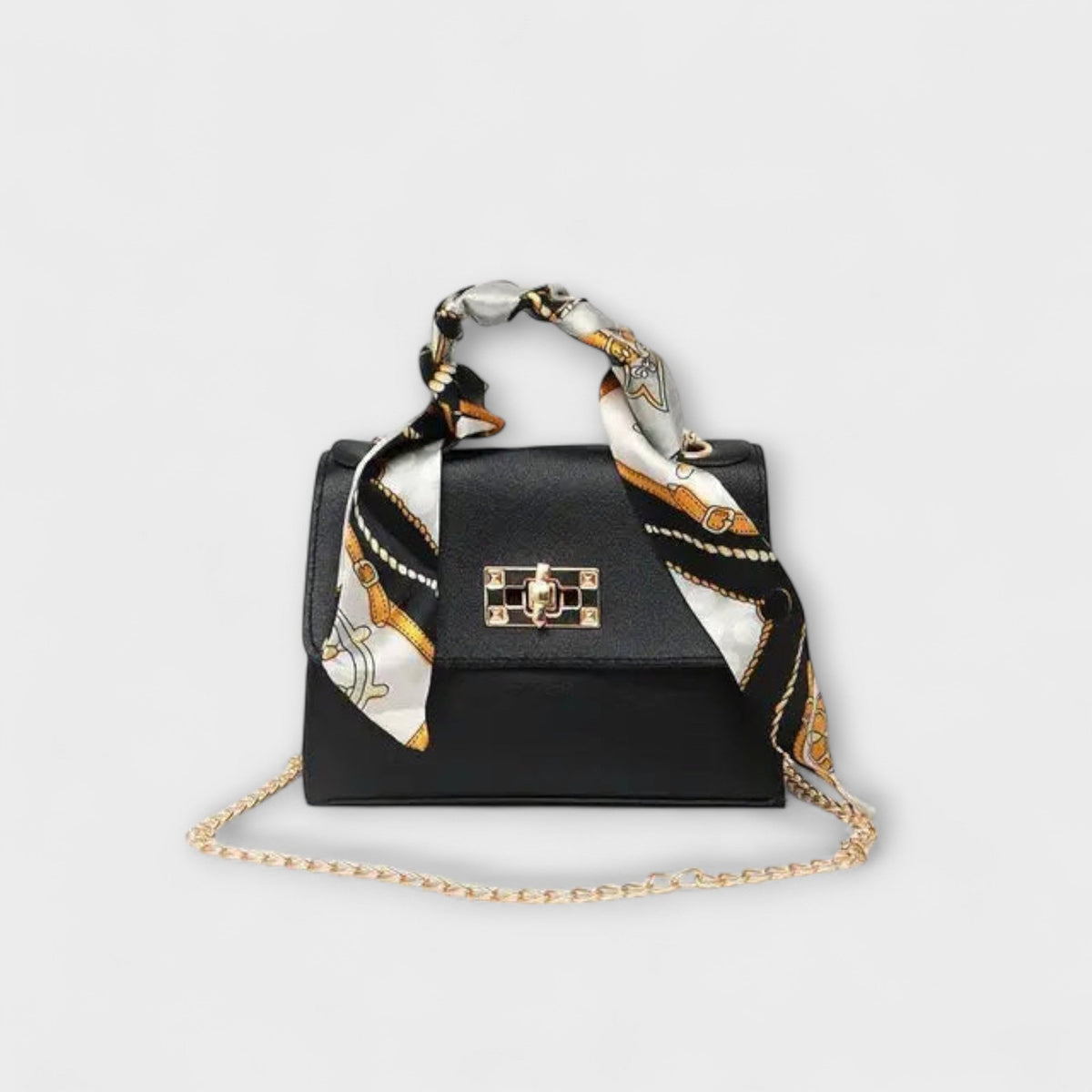 Crossbody Bag with Scarf for Women - Black