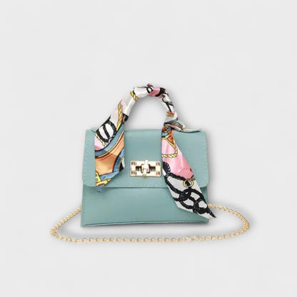 Crossbody Bag with Scarf for Women - Blue