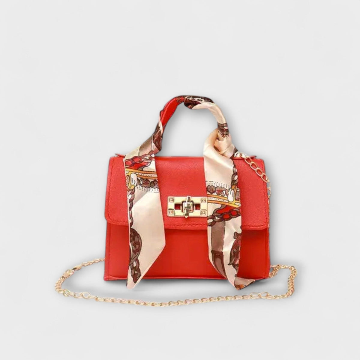 Crossbody Bag with Scarf for Women - Red