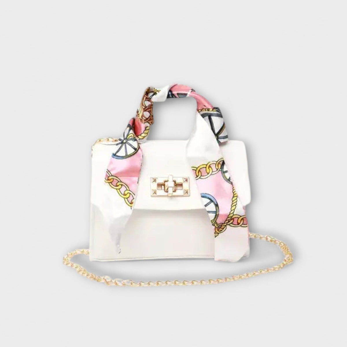 Crossbody Bag with Scarf for Women - White