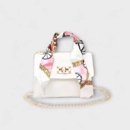 Crossbody Bag with Scarf for Women - White