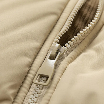 Puffer Jacket with Corduroy Hood and Color Block Design for Women