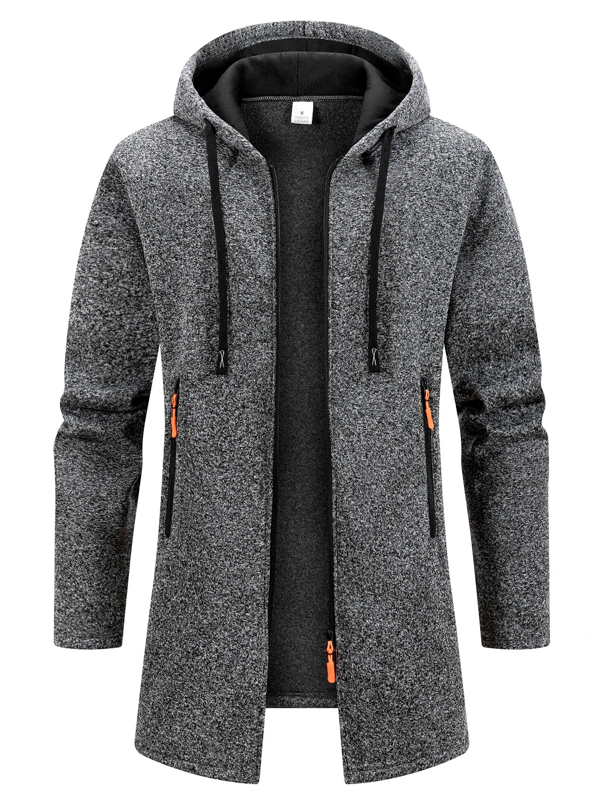 Zip-Up Hooded Long Coat for Men
