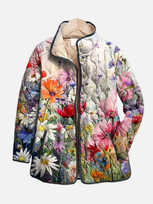 Floral Quilted Puffer Jacket for Women - Multicolour