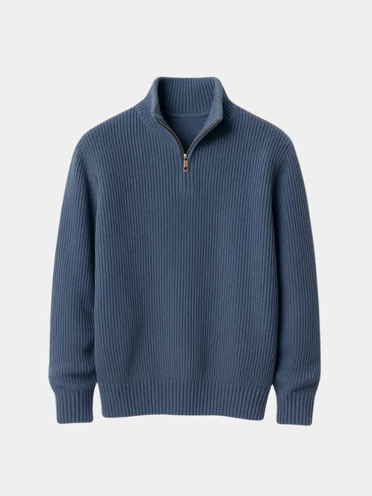Zip-Up Distinguished Curated Cardigan - Blue