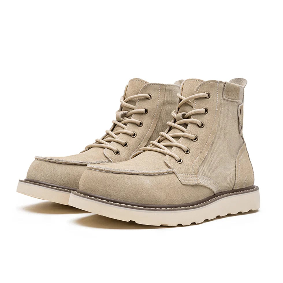 Ashford Moc Toe Leather Boots - Beige