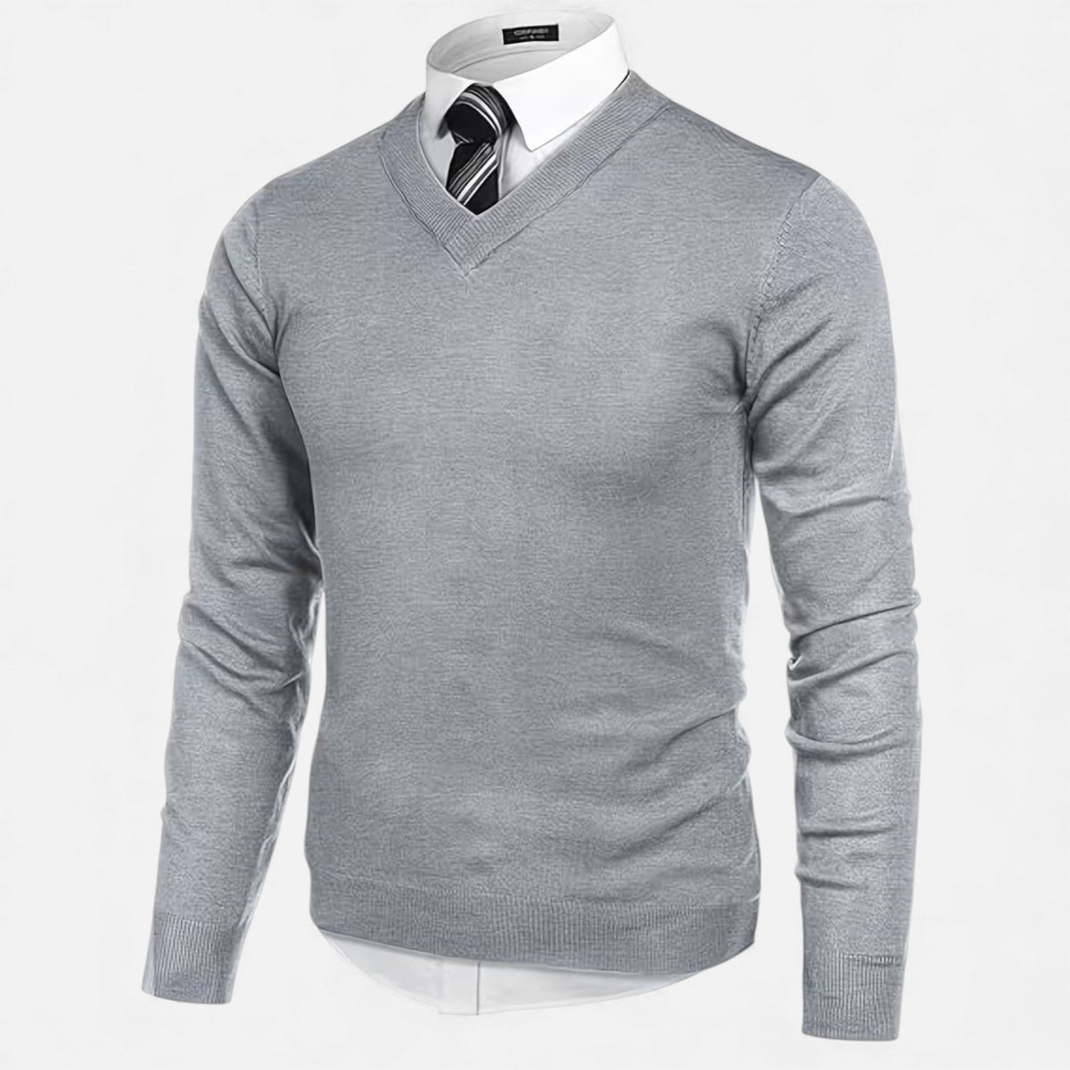 V-Neck Longline Sweater for Men - Gray