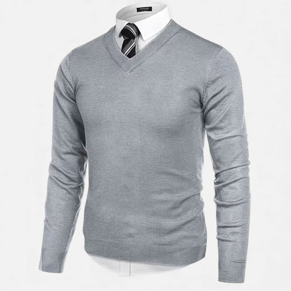 V-Neck Longline Sweater for Men - Gray
