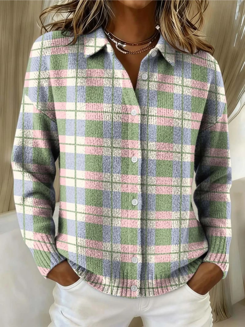 Blouse for Women - Light Gray/ Pink