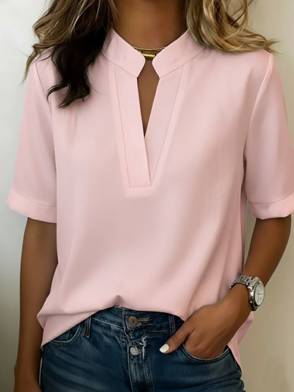 Blouse with V-Neck for Women - Pink