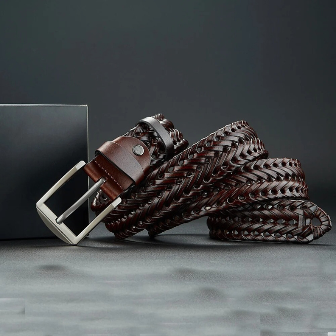 Braided Legacy Cowhide Belt - Dark Brown