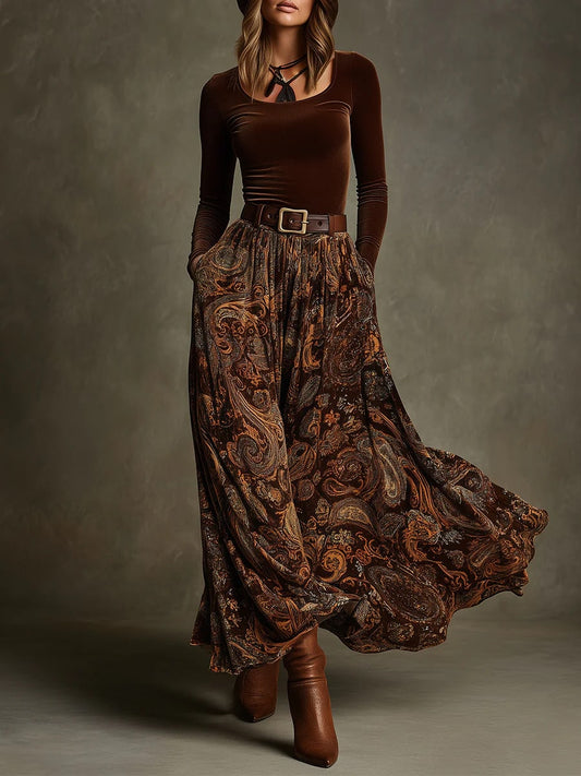 Brown Velvet Top for Women - Brown