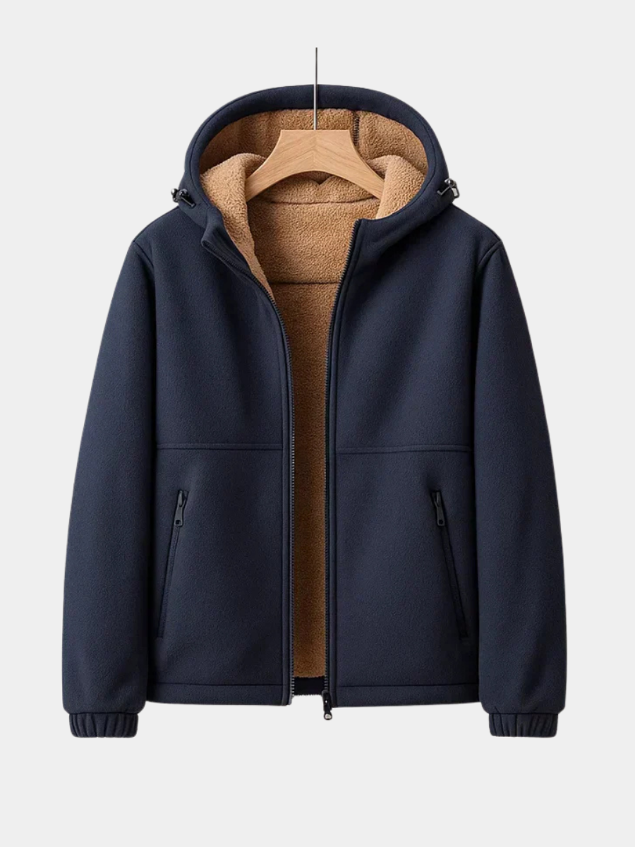 Fleece-Lined Hooded Zip-Up Jacket for Men