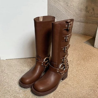 Buckle Moto Ankle Boots - Brown – Riding Boot