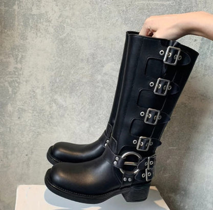 Buckle Moto Ankle Boots - Noir – Botte Cavalière