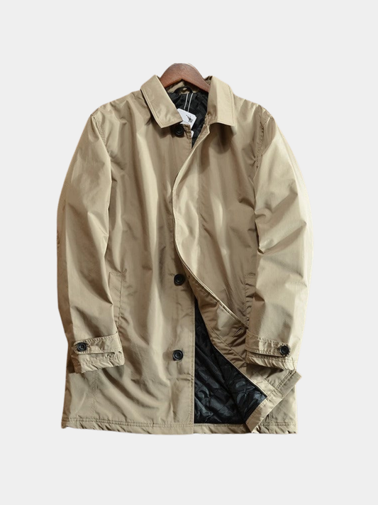 Quilted Oversized Coat with Collar for Men