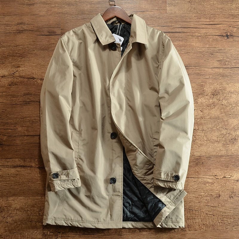Quilted Oversized Coat with Collar for Men - Beige