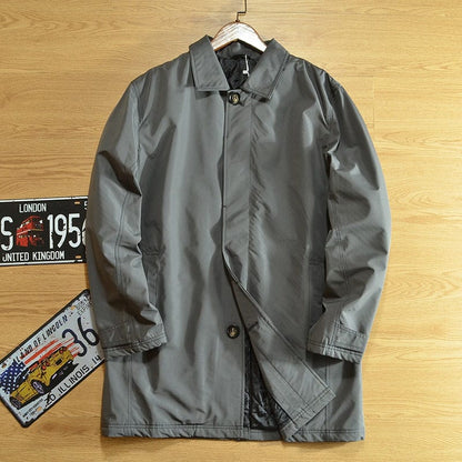 Quilted Oversized Coat with Collar for Men - Gray
