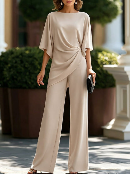 Cape-Sleeve Waist Two-Piece for Women - Beige