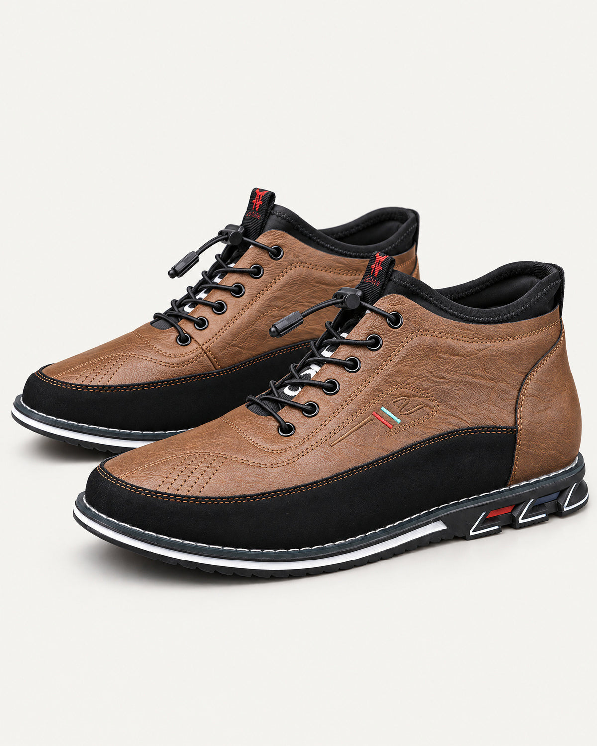 Two-Tone Leather Mid-Top Sneakers for Men – clean studio photo
