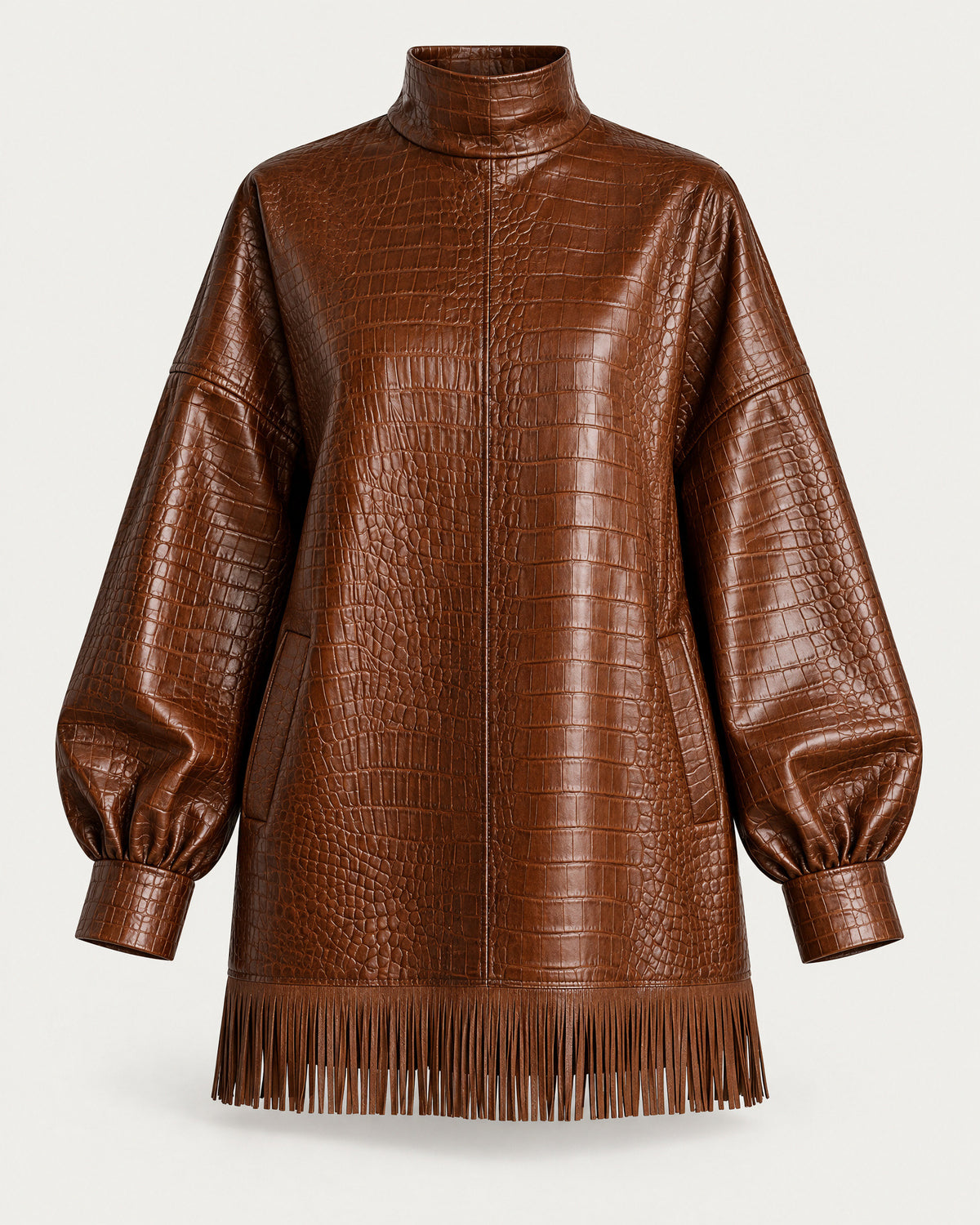 Faux Leather Fringed Tunic for Women – clean studio photo