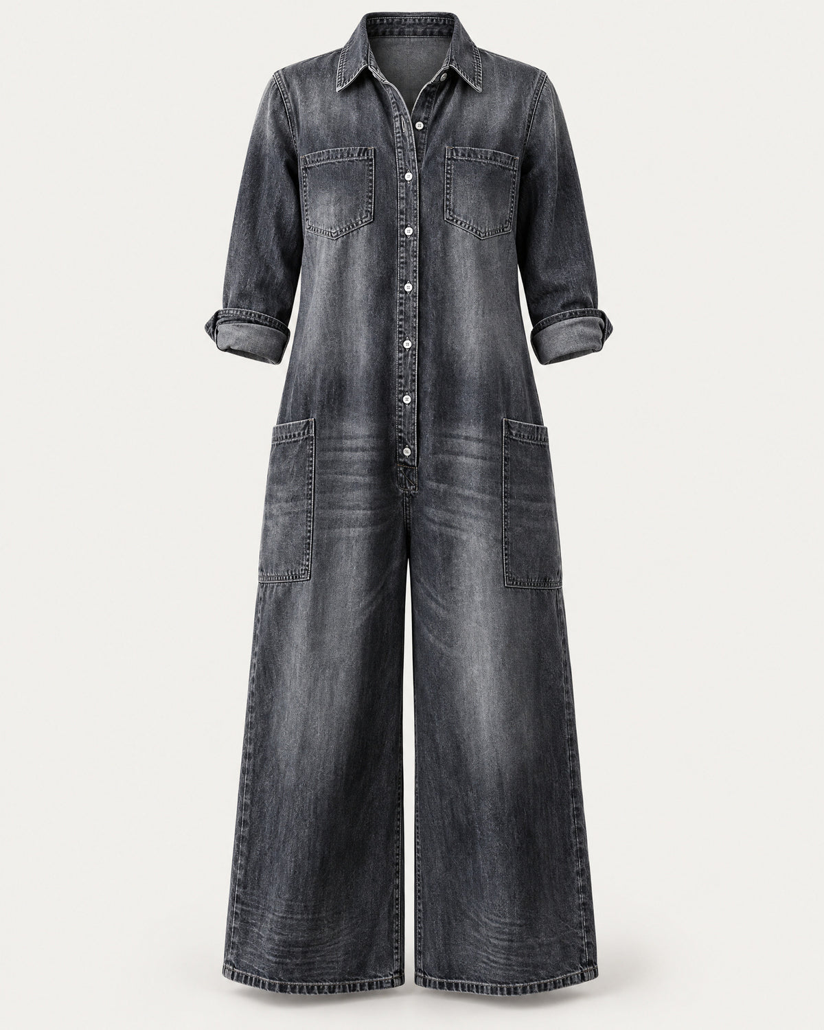 Button-Up Denim Jumpsuit for Women – clean studio photo