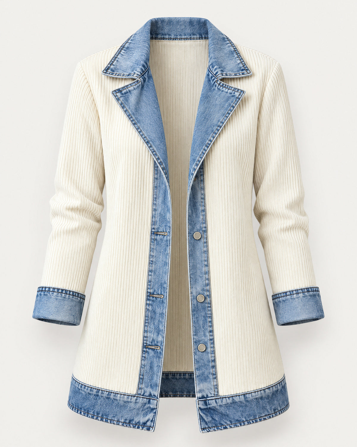 Denim-Trim Corduroy Blazer for Women – clean studio photo