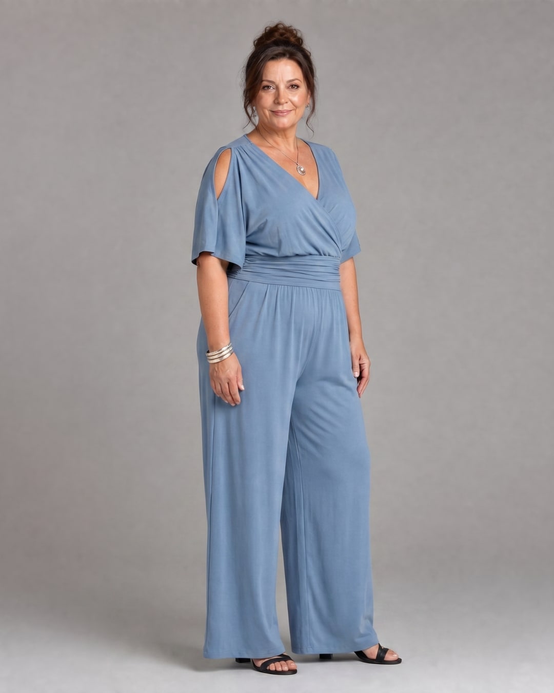 Cold Shoulder Wrap Waist Relaxed Jumpsuit for Women