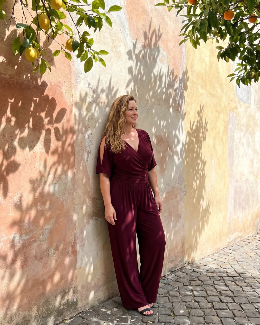 Cold Shoulder Wrap Waist Relaxed Jumpsuit for Women