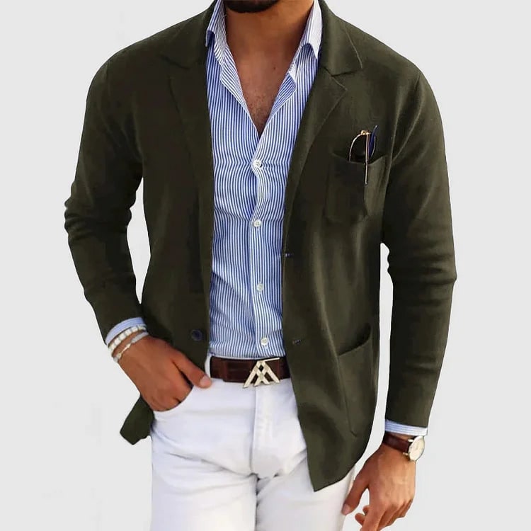 Comfortable Blazer - Navy Green