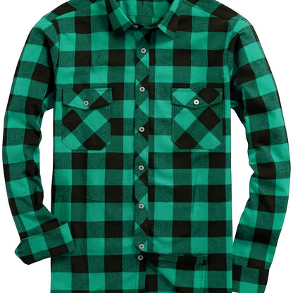 Comfortable Lumberjack Flannel Shirt for Men - Dark Green